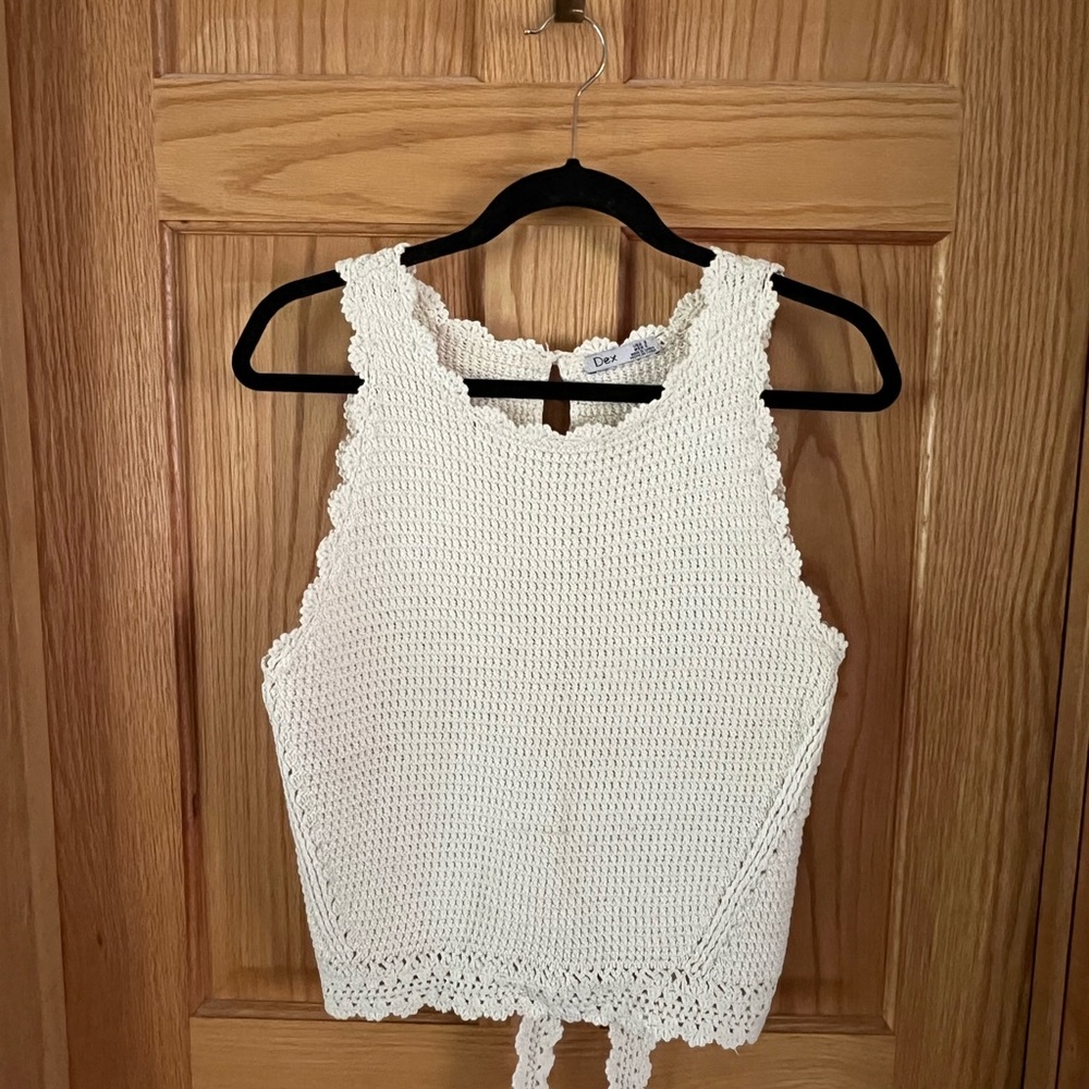 Dex White Crocheted Tank Top